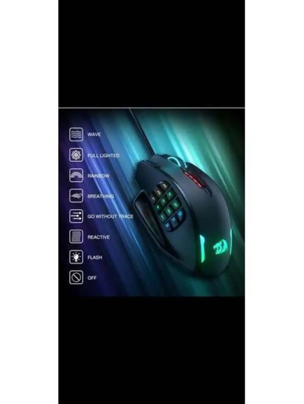 Redragon M908 Wired RGB Gaming Mouse - 12400 DPI, Programmable Keys - New in Box